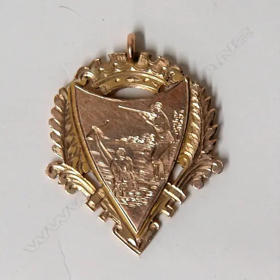 A 1929 New Zealand 9ct. yellow gold shooting medallion