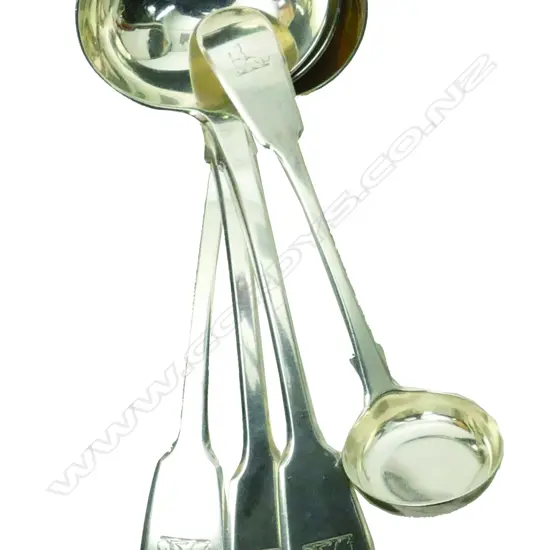 A set of four George IV silver sauce ladles