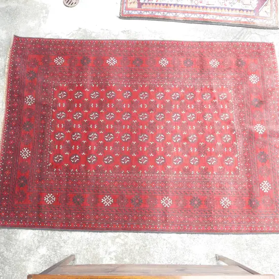 A good quality hand knotted Afghan Turkoman rug