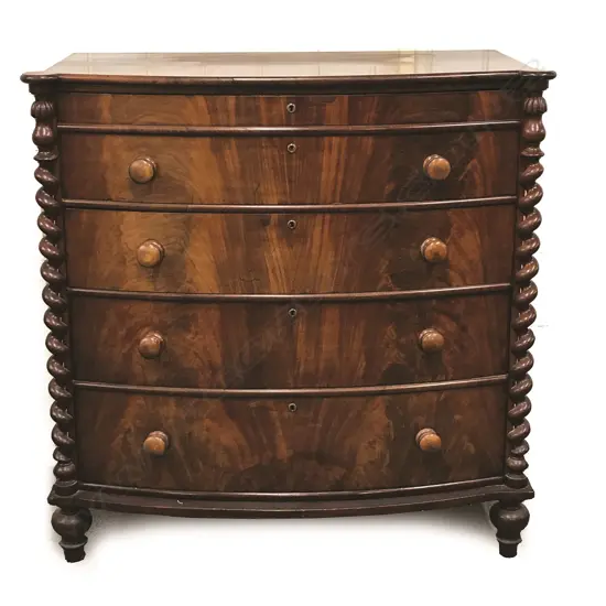 A Victorian mahogany bowfront chest of four drawers