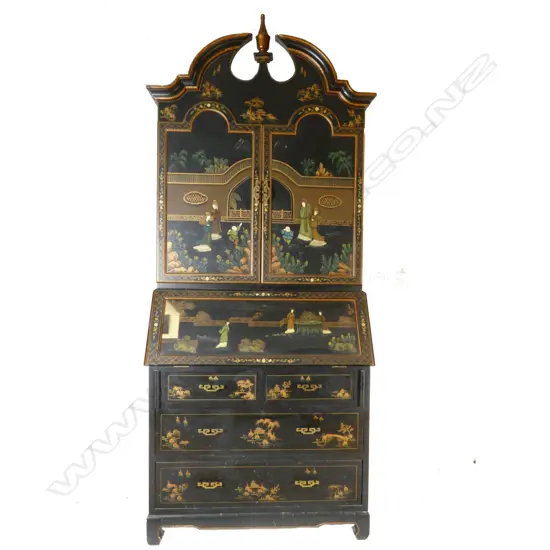 A modern chinoiserie bureau bookcase