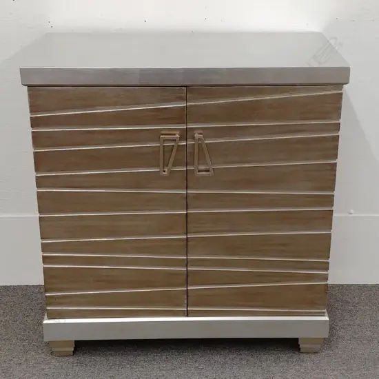 A stylish modern silver finish two door cabinet