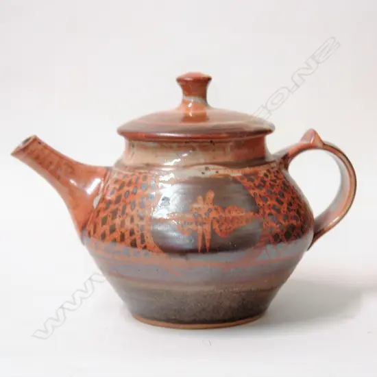 Peter Stichbury wax resist decorated teapot