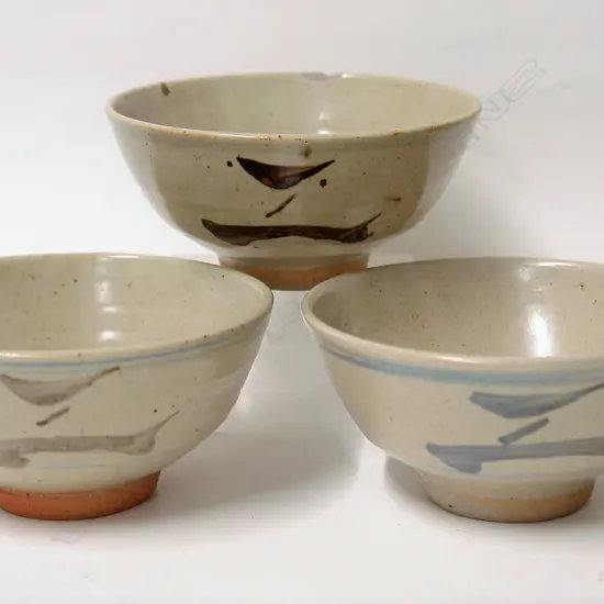 Three St. Ives Standard Ware bowls