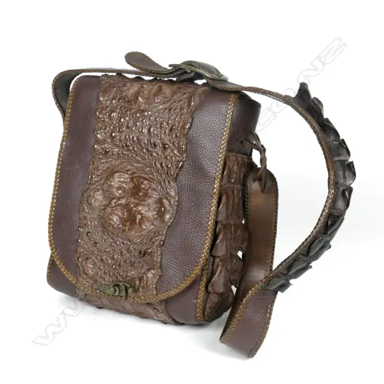 A crocodile and leather handbag