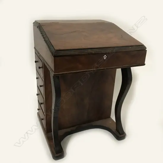 A miniature Edwardian mahogany Davenport with plain sloping top