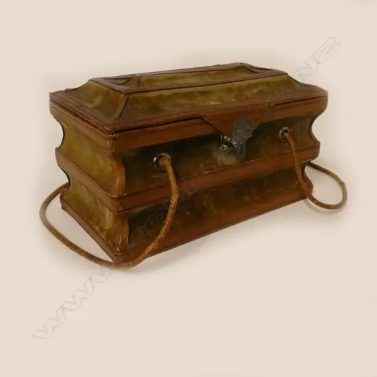 A small Victorian leather and velvet sewing case