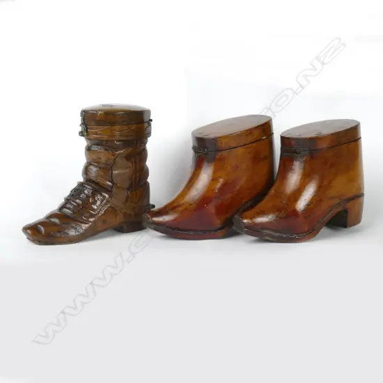 A pair of Victorian snuff boxes in the form of boots