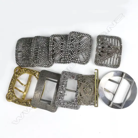A collection of ten antique shoe and belt buckles