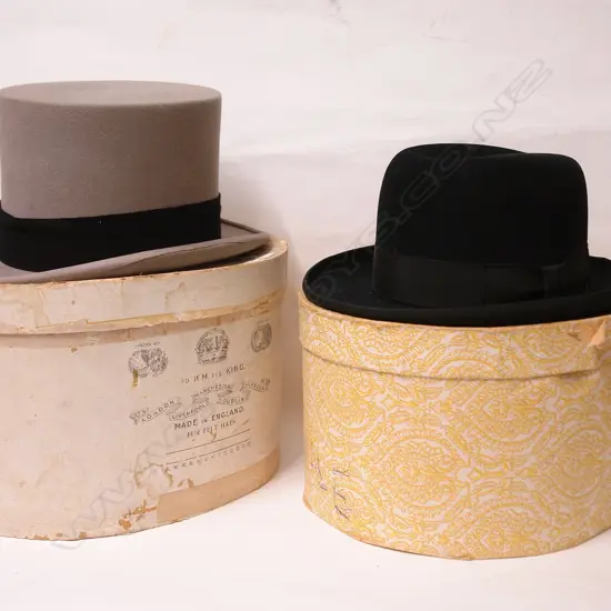 Two vintage classical gent's top hats