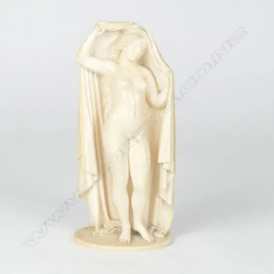 A rare 19thC French (Dieppe) carved ivory figure of a standing female nude