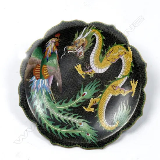 A Chinese cloisonné plate