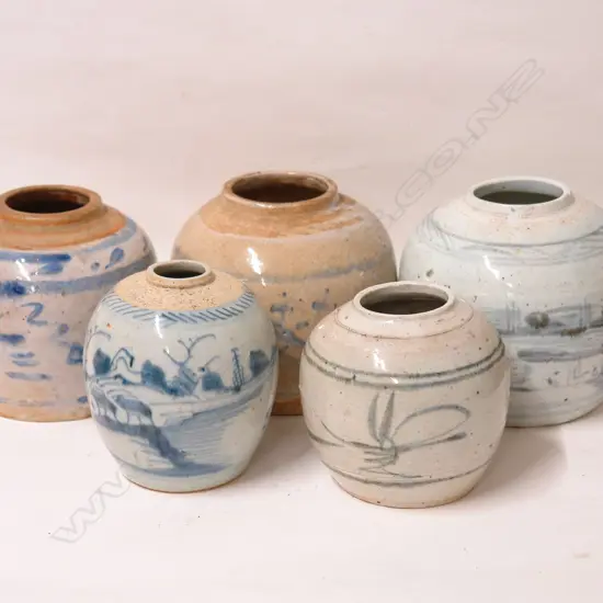 Five Chinese porcelain ginger jars