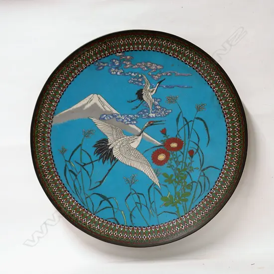 A large Japanese Meiji period cloisonné wall charger
