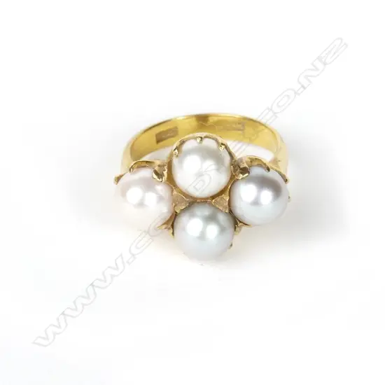 A 20ct. gold and pearl ring