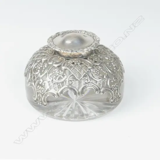 A Victorian silver and glass paperweight/inkwell
