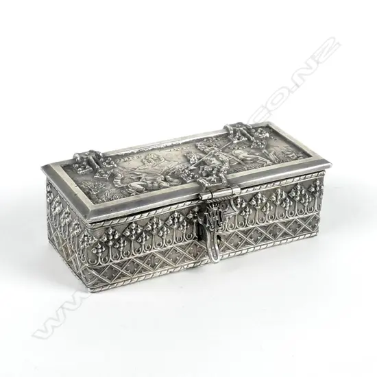A Victorian silver plate stamp box