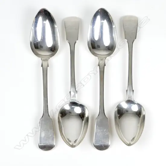 A set of four William IV fiddle pattern tablespoons