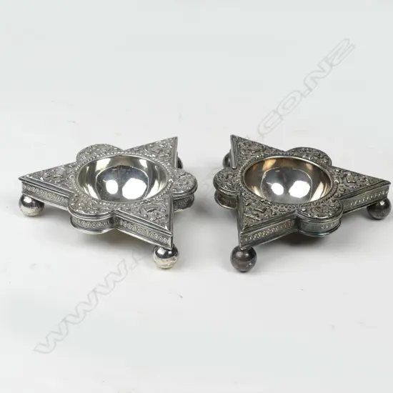 A pair of silver Aesthetic Movement table salts