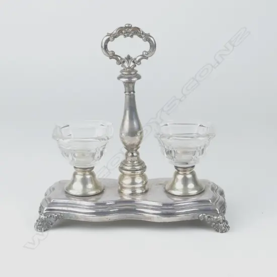 A silver on copper Continental condiment stand