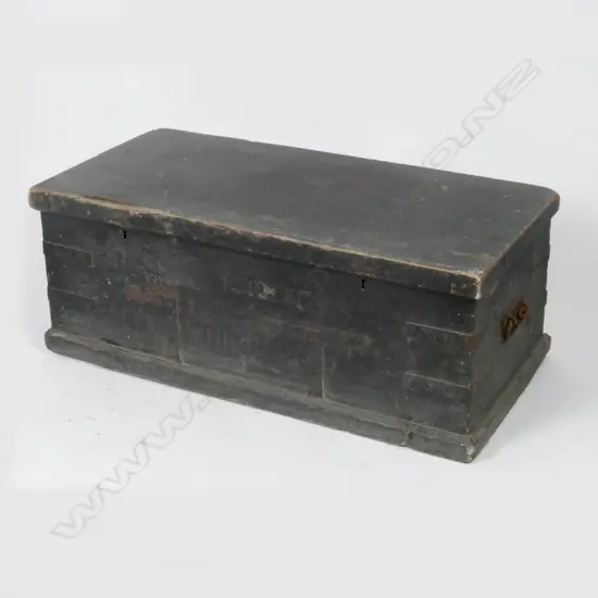 A rare heavy Georgian ebonised pine storage box