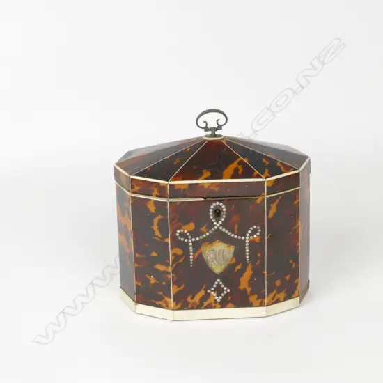 A Georgian multi-sided tortoiseshell tea caddy