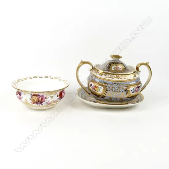A large early 19thC Ridgeway sugar bowl and platter