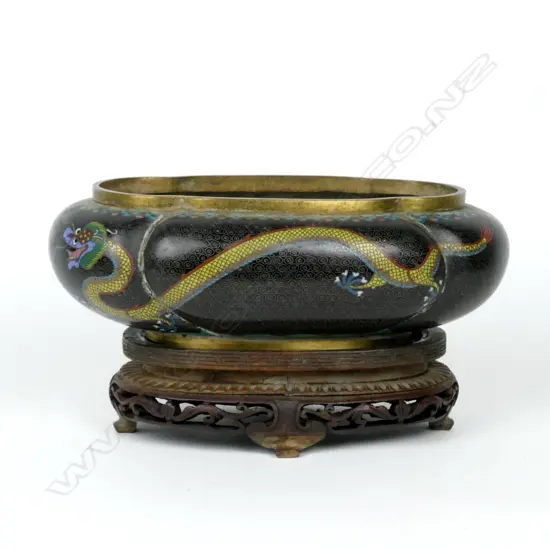 A Chinese cloisonné lozenge shaped vase