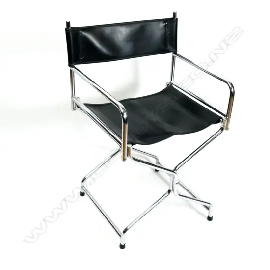 Four Rafael Garcia copy chrome and vinyl folding Director's chairs