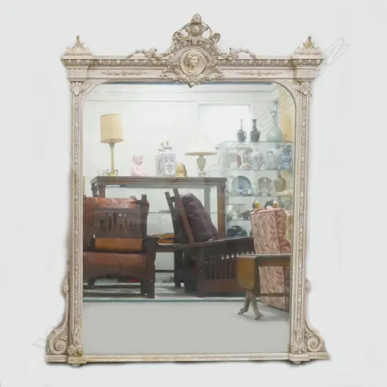 A large French overmantel mirror
