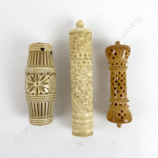 Three Victorian needle cases
