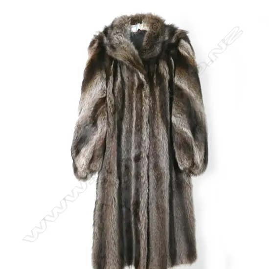 A full length racoon fur coat