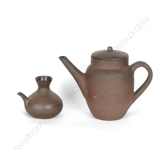 A Patricia Perrin pottery coffee pot and cream jug