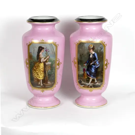 A pair of Victorian mantel vases