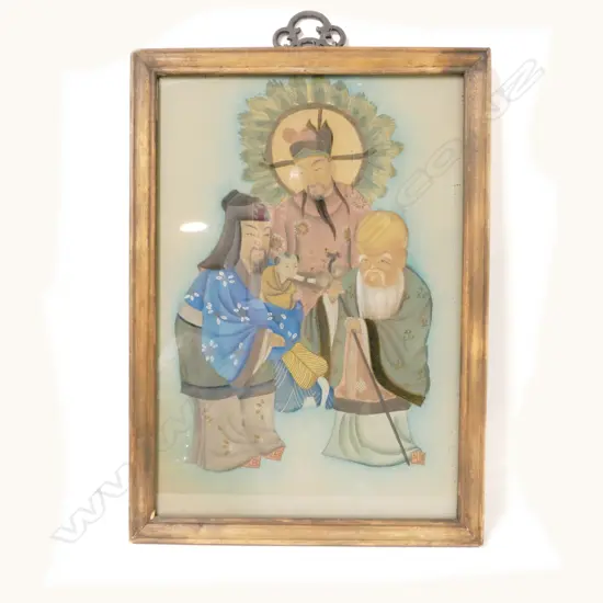 A Chinese reverse painted glass panel