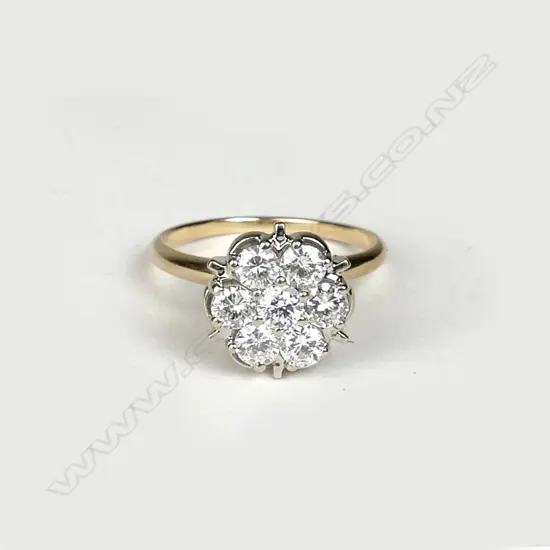 A 14ct. gold and diamond cluster ring