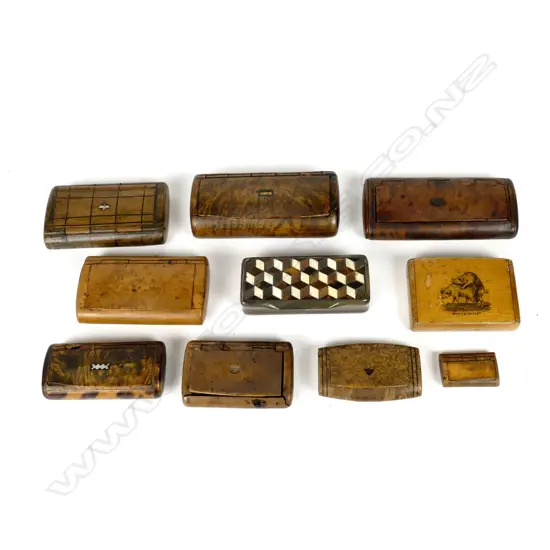 A collection of snuff boxes
