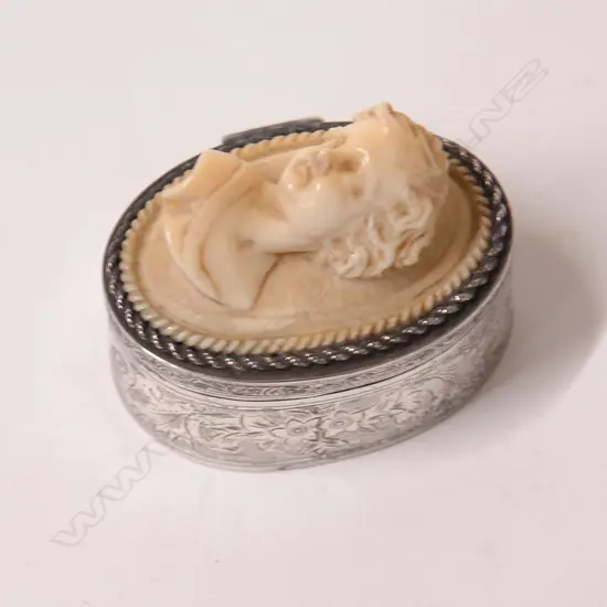A 19thC silver and ivory mounted snuff box