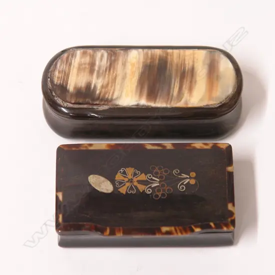 Two George III horn and tortoiseshell snuff boxes
