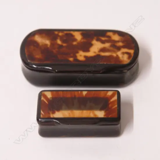 Two 19thC horn and tortoiseshell snuff boxes