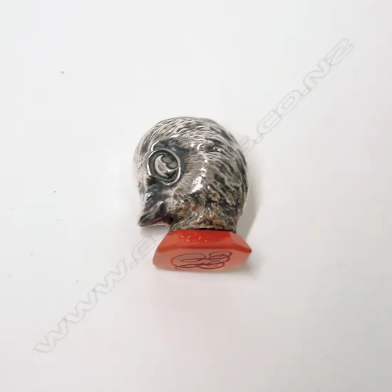 An antique silver chick head handle wax seal