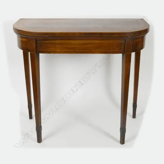 A Georgian double crossbanded flap-top card table