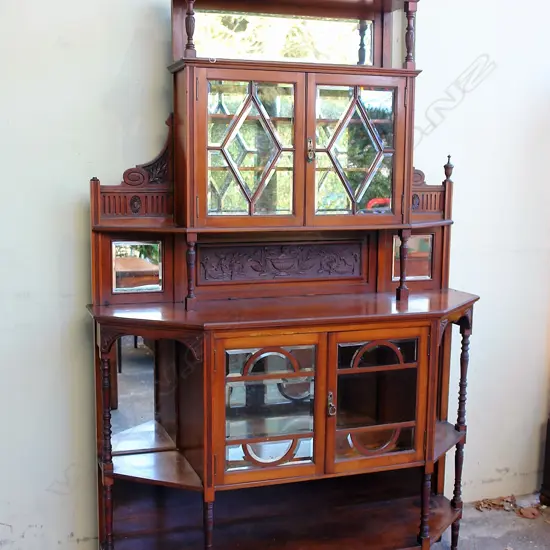 A late Victorian walnut display credenza