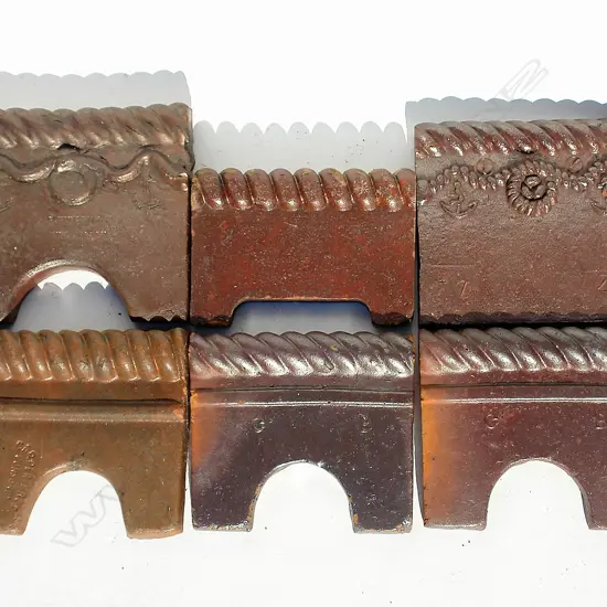 Six rope decorated edging tiles