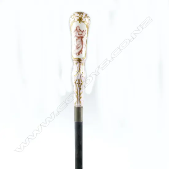 A French porcelain handled cane
