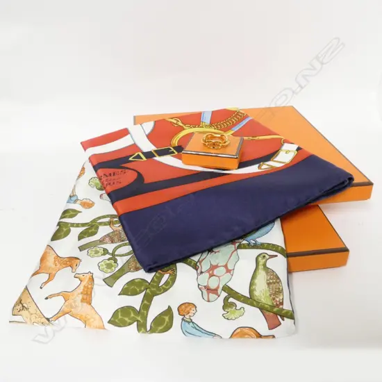 Two Hermès silk scarves