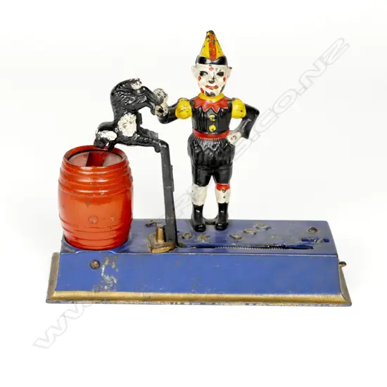 An old cast iron mechanical 'Trick Dog' money bank