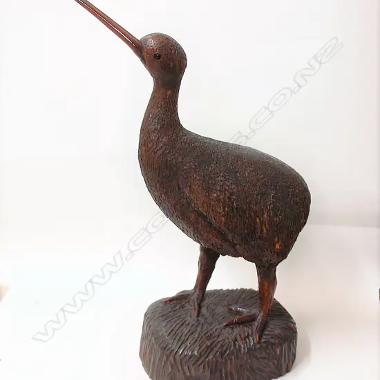 An impressive large early 20thC N.Z. colonial Folk art carved kiwi
