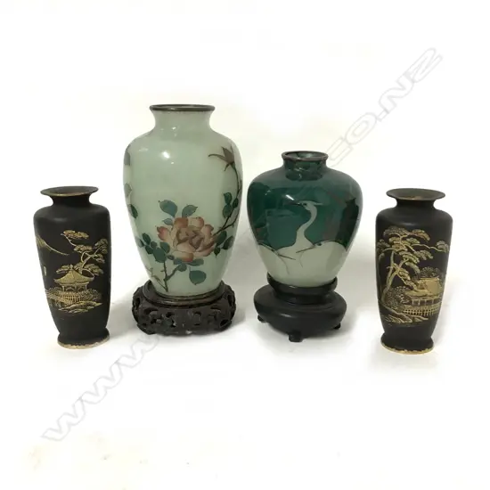 Two fine miniature plique-á-jour vases