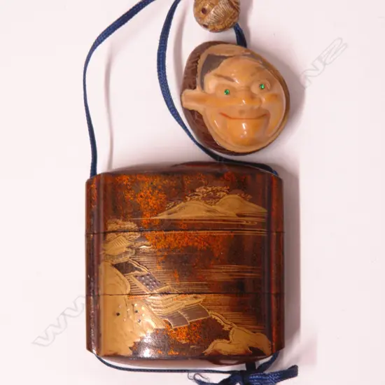 An old Japanese lacquer three section inro